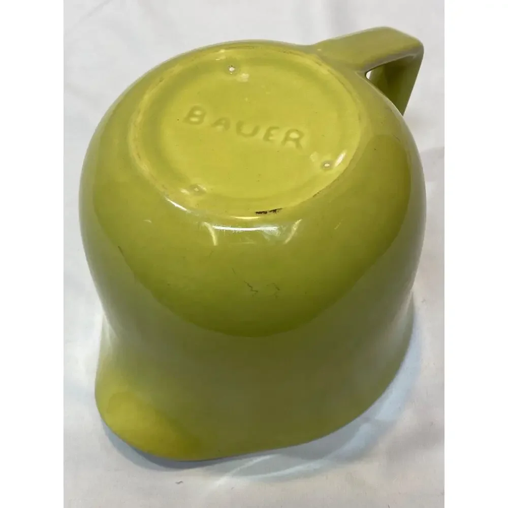 Bauer Yellow Greenish 1 Quart Pitcher Batter Bowl Tracy Irwin Style